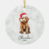Waterverf Rode Goldendoodle Boerderij Kerst Keramisch Ornament (Voorkant)