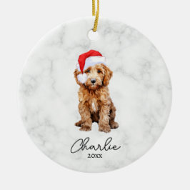 Waterverf Rode Goldendoodle Boerderij Kerst Keramisch Ornament