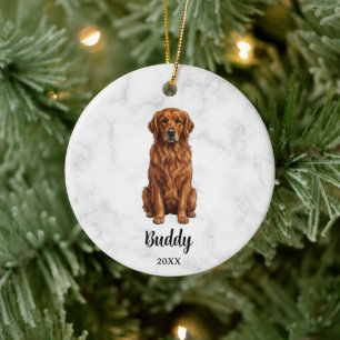 Waterverf Rode Gouden Retriever Naam Hond Herdenki Keramisch Ornament