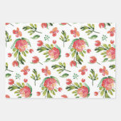 Waterverf rode groene bloemen. Bloemenpatroon Inpakpapier Vel (Voorkant 3)