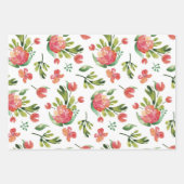 Waterverf rode groene bloemen. Bloemenpatroon Inpakpapier Vel (Voorkant)