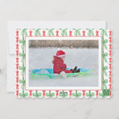 Waterverf Rode Groene Bow Coquette Kerstfoto Feestdagenkaart (Achterkant)