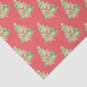 Waterverf Rode & Groene Coquette Kerstboom Tissuepapier (Detail)