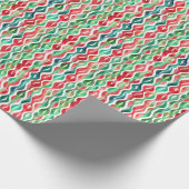 Waterverf rode & groene Wavy lijnen Cadeaupapier (Hoek)