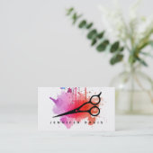 waterverf rode haarstylist haarstiriet visitekaartje (Staand voorkant)