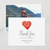 Waterverf Rode Hart Bruiloft Foto Dank u Kaart (Voorkant / Achterkant)