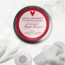 Waterverf Rode Hart Valentijn Body Butter Label