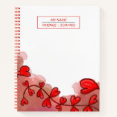 Waterverf rode harten Notitieboek (Voorkant)