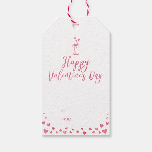 Waterverf Rode Harten Valentijnsdag Cadeau Cadeaulabel (Voorkant)