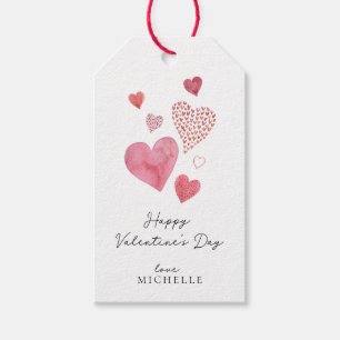 Waterverf Rode Harten, Valentijnsdag Gift Labels Cadeaulabel