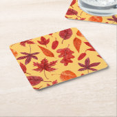 Waterverf rode herfstbladeren kartonnen onderzetters (Schuin)