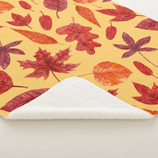 Waterverf rode herfstbladeren sherpa deken (3/4)