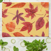 Waterverf rode herfstbladeren theedoek (Gevouwen)