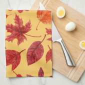 Waterverf rode herfstbladeren theedoek (Quarter Fold)