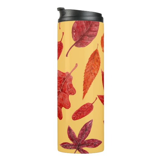 Waterverf rode herfstbladeren thermosbeker (Geroteerd rechts)