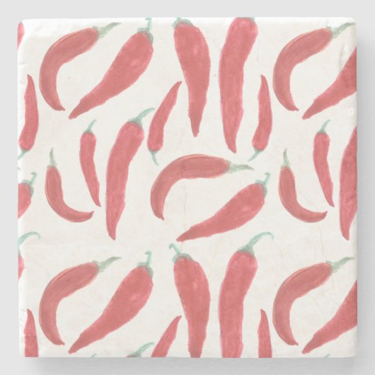 waterverf rode hete Spaanse peper Stenen Onderzetter (Voorkant)