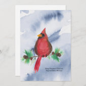 Waterverf rode kardinaal kerst Kaart (Voorkant / Achterkant)