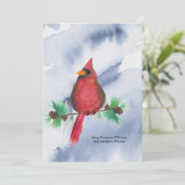 Waterverf rode kardinaal kerst Kaart (Staand voorkant)
