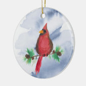 Waterverf Rode Kardinaal Kerst Ornament (Links)