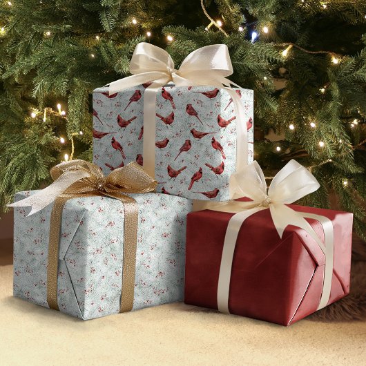 Waterverf Rode Kardinaal Kerstwinter Inpakpapier Vel