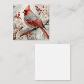 Waterverf Rode Kardinaal Vogel op een Tak Notitiekaartje (Voorkant / Achterkant)