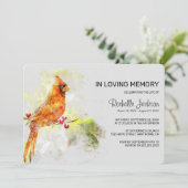 Waterverf Rode Kardinaal Vogelbegrafenis Kaart (Staand voorkant)