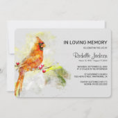 Waterverf Rode Kardinaal Vogelbegrafenis Kaart (Voorkant)