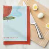 Waterverf Rode Kardinaalvogel Prettig Kerstfeest Theedoek (Quarter Fold)