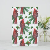 waterverf rode kardinale vogel briefpapier (Staand voorkant)