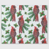 waterverf rode kardinale vogel cadeaupapier (Vlak)