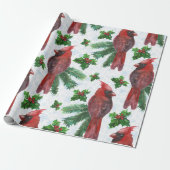 waterverf rode kardinale vogel cadeaupapier (Uitgerold)