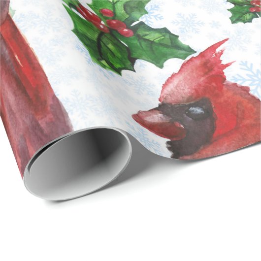 waterverf rode kardinale vogel cadeaupapier (Rol Hoek)