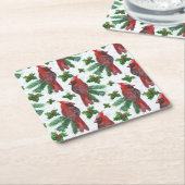 waterverf rode kardinale vogel kartonnen onderzetters (Schuin)