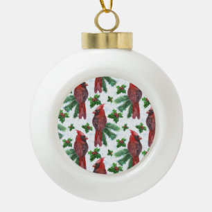 waterverf rode kardinale vogel keramische bal ornament