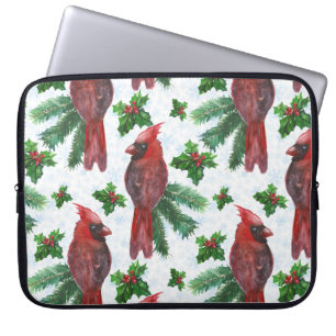 waterverf rode kardinale vogel laptop sleeve