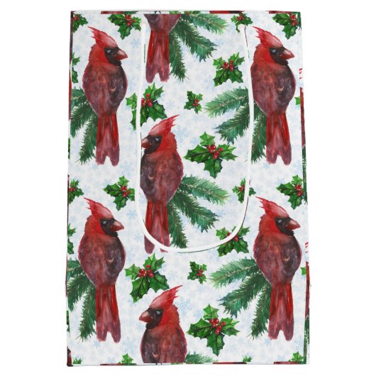 waterverf rode kardinale vogel medium cadeauzakje (Achterkant)