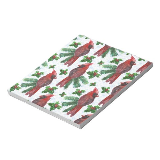 waterverf rode kardinale vogel notitieblok (Linkerzijde)