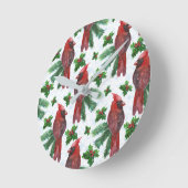 waterverf rode kardinale vogel ronde klok (Hoek)