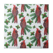 waterverf rode kardinale vogel tegeltje (Voorkant)