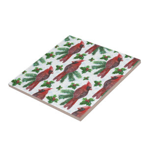 waterverf rode kardinale vogel tegeltje