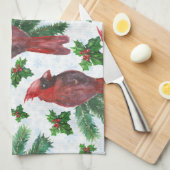 waterverf rode kardinale vogel theedoek (Quarter Fold)