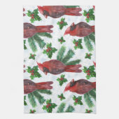 waterverf rode kardinale vogel theedoek (Verticaal)