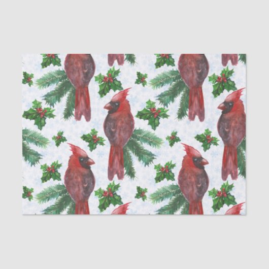 waterverf rode kardinale vogel tissuepapier (Voorkant)
