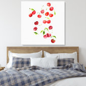 Waterverf rode kersen canvas afdruk (Insitu (Slaapkamer))