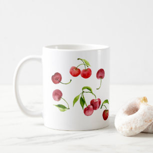 Waterverf rode kersen koffiemok
