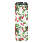 Waterverf rode kersen patroon monogram thermosbeker (Achterkant)