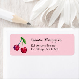 Waterverf Rode Kersen Schattige Coquette Adres Etiket