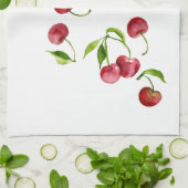 Waterverf rode kersen theedoek (Gevouwen)