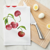 Waterverf rode kersen theedoek (Quarter Fold)