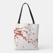 Waterverf Rode Kersenbloesem (Sakura) Floral Tote Bag (Achterkant)
